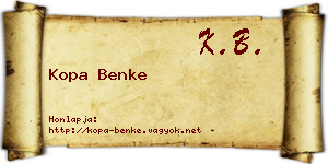 Kopa Benke névjegykártya
